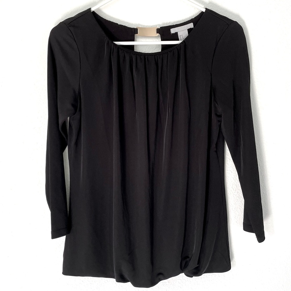 Black H&M 3/4-Length Sleeve Blouse with Cut-Out Back